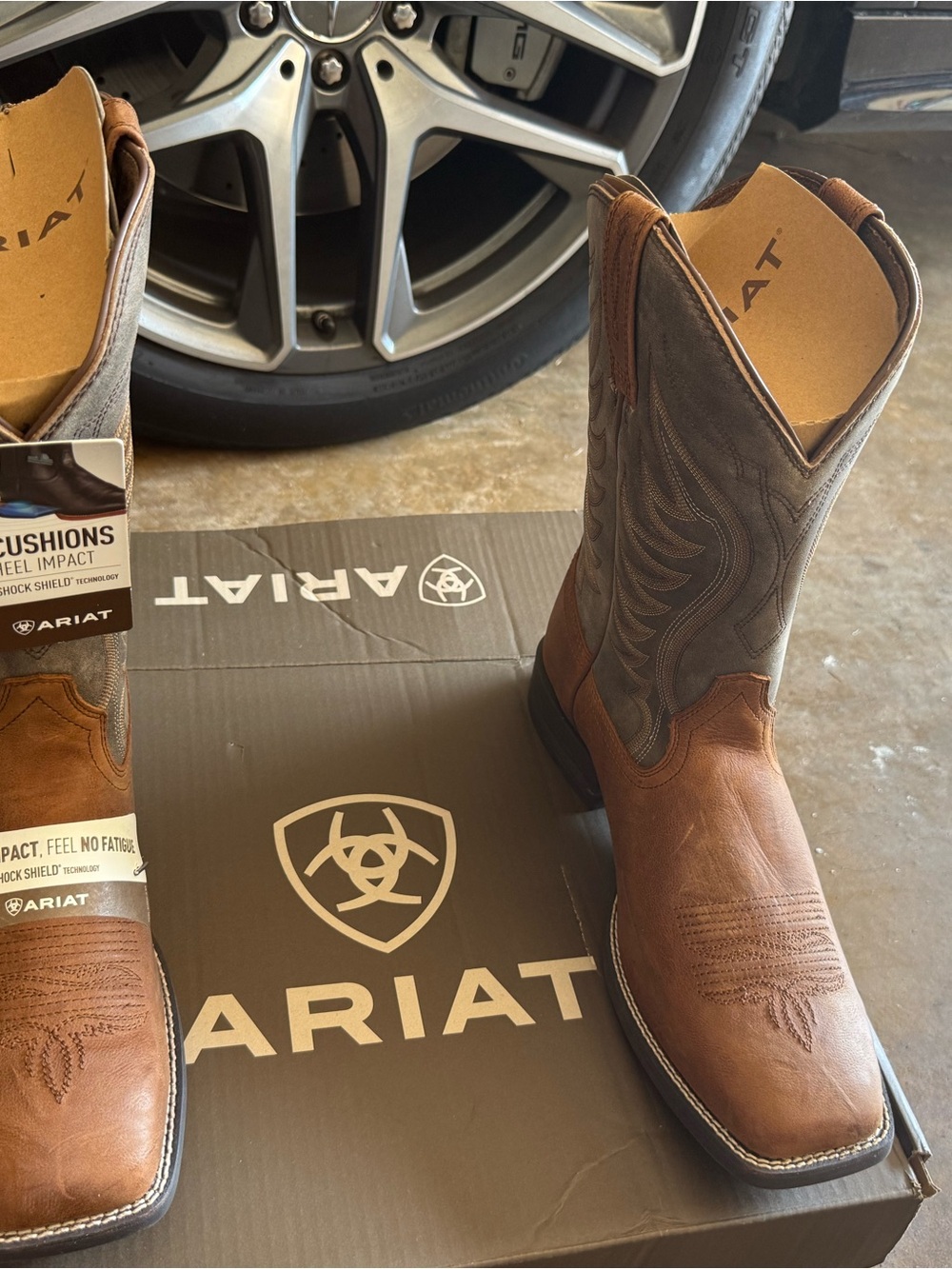 Ariat Brown and Dark Brown Western Leather Boots